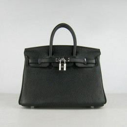 Hermes Birkin 25Cm Handbag Black Silver
